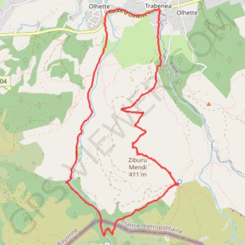 Trace GPS La Montagne de Ciboure depuis La Chapelle d'Olhette à Urrugne, itinéraire, parcours