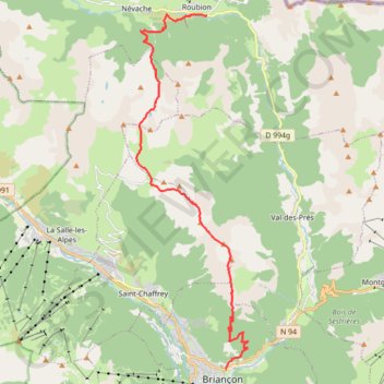 Trace GPS Traversée Roubion à Briançon par la crête de Peyrolle, itinéraire, parcours