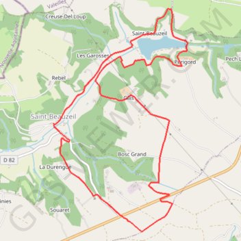 Trace GPS Randonnée autour du lac à Saint-Beauzeil, itinéraire, parcours