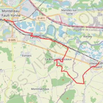 Trace GPS De Montereau a Villeneuve-la-Guyard - rando sur l'Yonne, itinéraire, parcours