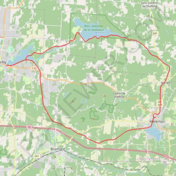 Trace GPS Boucle Granby-Yamaska-Waterloo en vélo, itinéraire, parcours