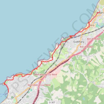 Trace GPS Littoral de Saint-Jean-de-Luz à Bidart, itinéraire, parcours