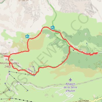 Trace GPS Pic de Montarrouyes en circuit depuis Lurgues, itinéraire, parcours