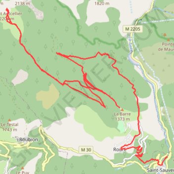 Trace GPS Mont Aucellier depuis l'arboretum de Roure, itinéraire, parcours
