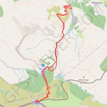 Trace GPS La Rhune depuis le chemin des CarriÃ¨res Ã Ascain, itinéraire, parcours