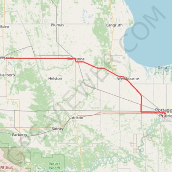 Trace GPS Neepawa - Portage la Prairie, itinéraire, parcours