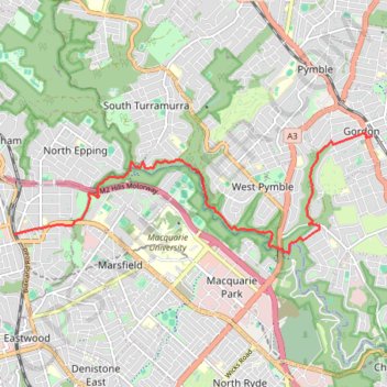 Trace GPS Epping - Gordon, itinéraire, parcours