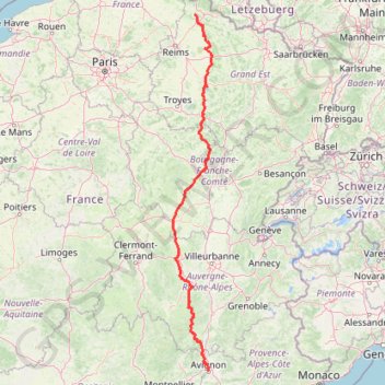 Trace GPS Traversée de la France - De la Belgique à Avignon, itinéraire, parcours