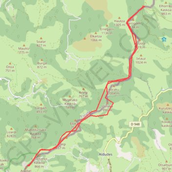 Trace GPS Elorieta - rocher tremblant, itinéraire, parcours