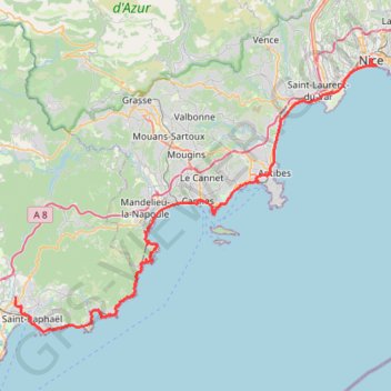 Trace GPS Fréjus Nice, itinéraire, parcours