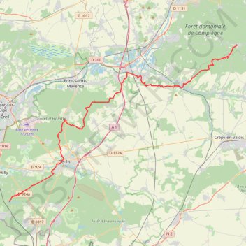 Trace GPS GR12 De Saint-Jean-aux-Bois (Oise) à Paris (Ile-de-France), itinéraire, parcours