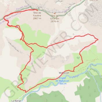 Trace GPS Maljasset - Col Girardin, itinéraire, parcours