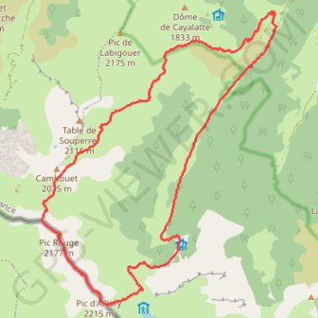 Trace GPS Crête Pic Rouge-Aillary en circuit depuis piste de Bélonce, itinéraire, parcours