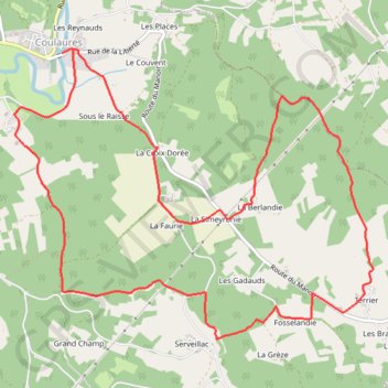 Trace GPS Boucle des châteaux - Coulaures, itinéraire, parcours