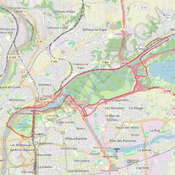 Trace GPS Lyon - De la Tete d'or à Miribel, itinéraire, parcours
