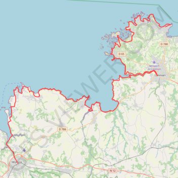 Trace GPS Côte bretonne Perros-Guirec - Morlaix, itinéraire, parcours