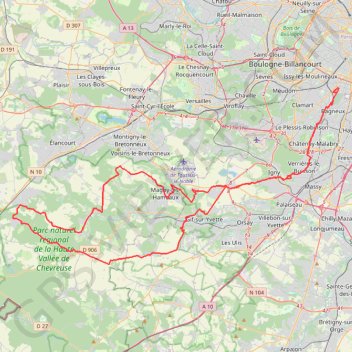 Trace GPS Des portes de Paris à la vallée de Chevreuse, itinéraire, parcours