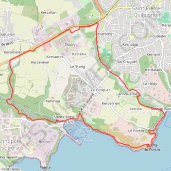 Trace GPS Sentier côtier Brest, itinéraire, parcours