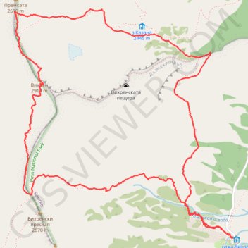 Trace GPS Pirin 17/08/2023 Vihren Hut - Kazana - Vihren summit - Vihre..., itinéraire, parcours