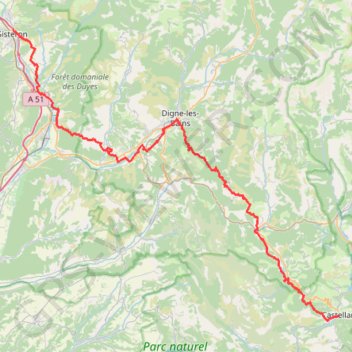 Trace GPS Randonnée de la Route Napoléon (Castellane à Sisteron), itinéraire, parcours