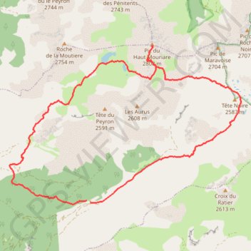 Trace GPS Pic du Haut Mouriare en boucle depuis le Lauzet (Queyras - Alpes Cozie), itinéraire, parcours