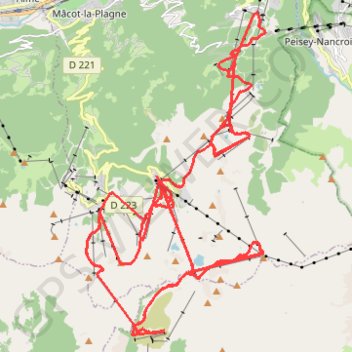 Trace GPS La Plagne Tarentaise Ski sur piste/Surf des neiges, itinéraire, parcours