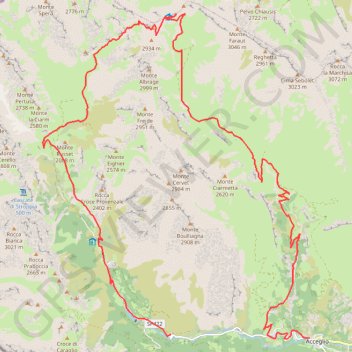 Trace GPS Acceglio-Rifugio Carmagnola-Monte Bellino, itinéraire, parcours