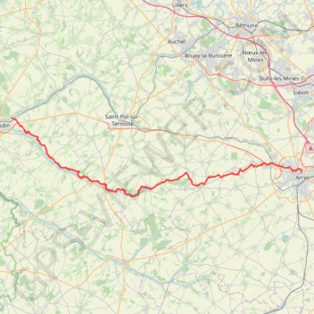 Trace GPS GR121 De Arras à Grigny (Pas-de-Calais), itinéraire, parcours