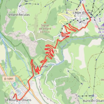 Trace GPS Montée de l'Alpe d'Huez, itinéraire, parcours