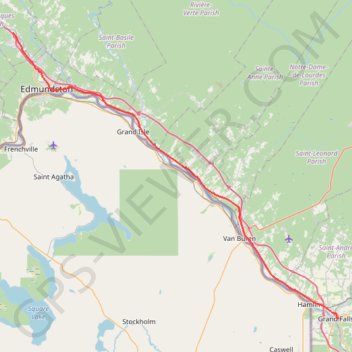 Trace GPS Edmundston - Grand Falls, itinéraire, parcours