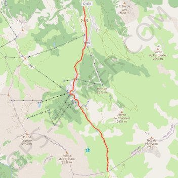 Trace GPS Col de Vars depuis St Marcellin, itinéraire, parcours