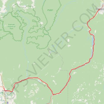 Trace GPS Creston - Cranbrook, itinéraire, parcours