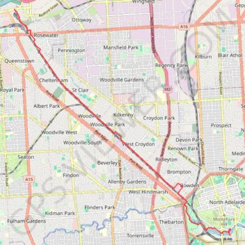 Trace GPS Port Adelaide to city, itinéraire, parcours