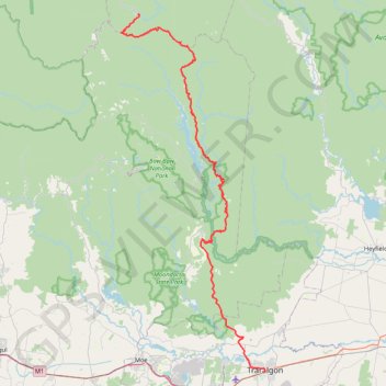 Trace GPS Traralgon - Walhalla - Woods Point, itinéraire, parcours