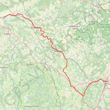 Trace GPS Migennes (89400), Yonne, Bourgogne-Franche-Comté, France - Dijon (21000), Côte-d'Or, Bourgogne-Franche-Comté, France, itinéraire, parcours