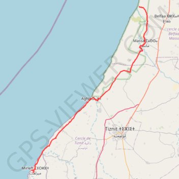 Trace GPS Sidi R'Bat - Mirleft, itinéraire, parcours