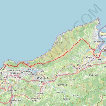 Trace GPS Camino del Norte. Etapa 01. Irún-San Sebastián 002, itinéraire, parcours
