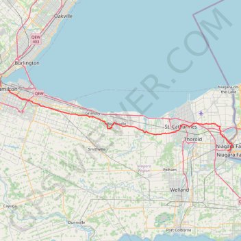 Trace GPS Niagara Falls - Hamilton, itinéraire, parcours