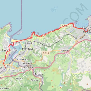 Trace GPS Track Etapa 2B Saint-Jean-de-Luz - Irún (por la costa), itinéraire, parcours