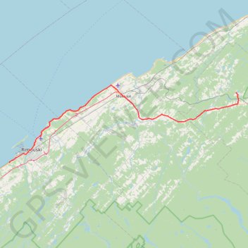 Trace GPS Rimouski - Sayabec, itinéraire, parcours