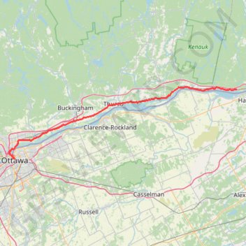Trace GPS Ottawa - Grenville-sur-la-Rouge, itinéraire, parcours