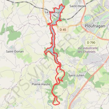 Trace GPS GPX Download: Barrage de Saint-Barthélémy – Sentier du Chaos du Gouët boucle au départ de La Méaugon, itinéraire, parcours