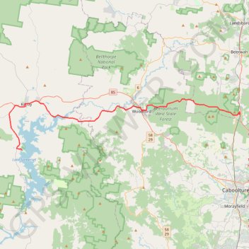Trace GPS Lake Somerset - Beerburrum, itinéraire, parcours
