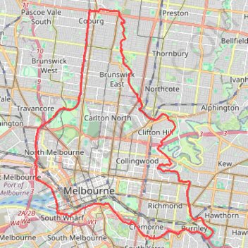 Trace GPS Coburg - Melbourne, itinéraire, parcours