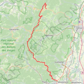 Trace GPS Route des crêtes, itinéraire, parcours