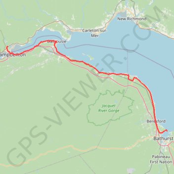 Trace GPS Campbellton - Bathurst, itinéraire, parcours