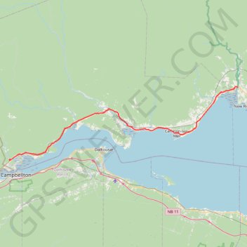 Trace GPS New Richmond - Campbellton, itinéraire, parcours