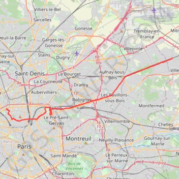 Trace GPS Canal de l'Ourcq, itinéraire, parcours