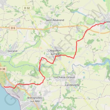 Trace GPS De Coëx à Brétignolles-sur-Mer, itinéraire, parcours
