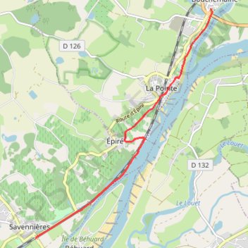 Trace GPS La Loire - entre Bouchemaine et Savennières, itinéraire, parcours